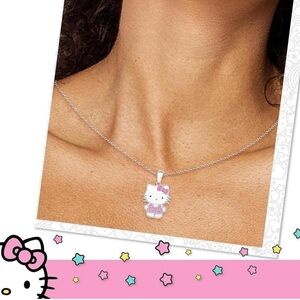 Women’s necklace, silver plated, with enamel and crystal pendant